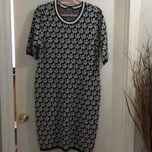 DKNY Black and White Patterned Dress